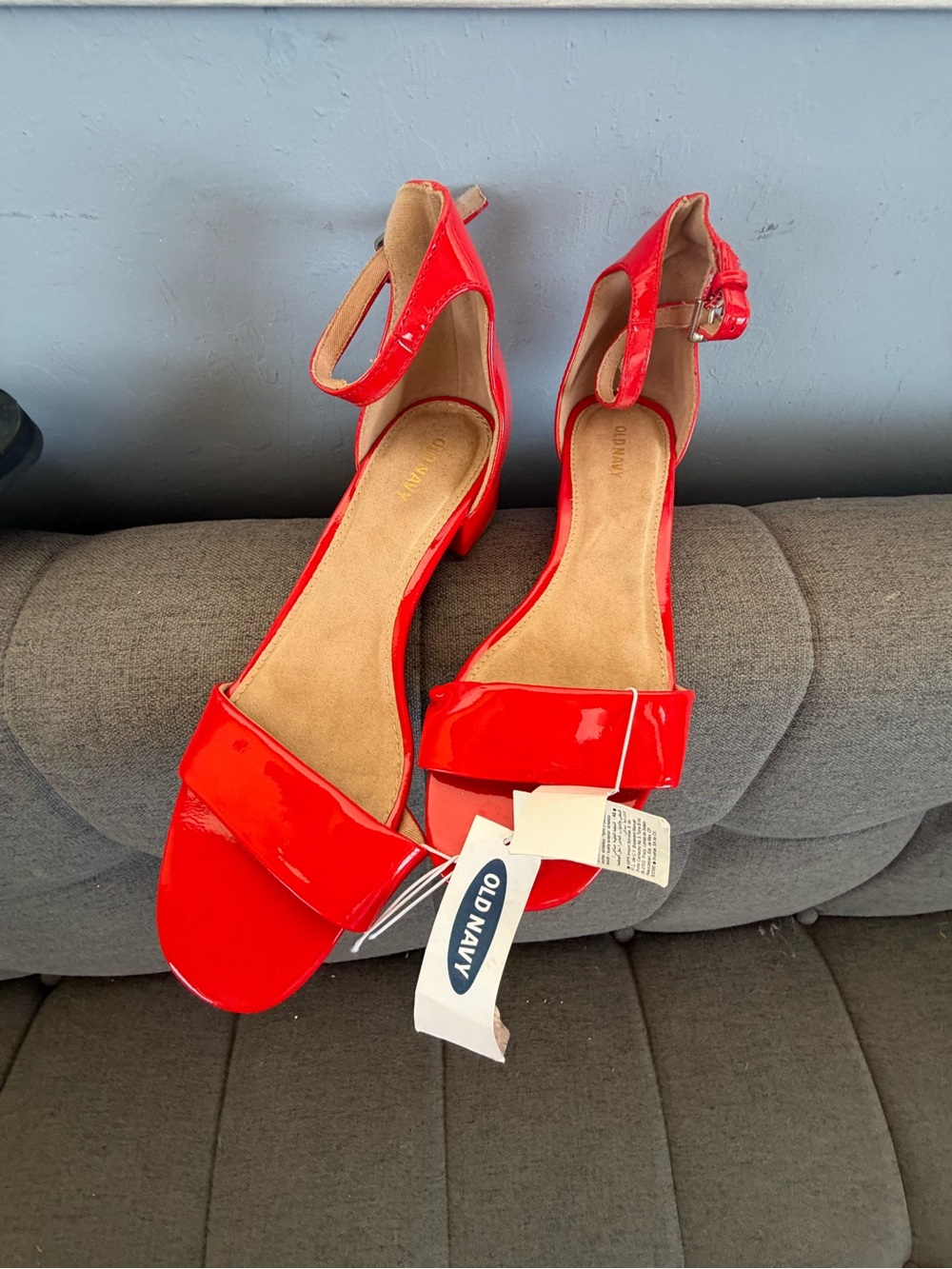 Old Navy Red Patent Ankle-Strap Heels